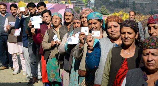 Women voters outnumber men in 16 assembly segments of four Lok Sabha constituencies in Himachal Pradesh. (Deepak Sansta / HT Photo) Women voters outnumber men in 16 assembly segments of four Lok Sabha constituencies in Himachal Pradesh. (Deepak Sansta / HT Photo)