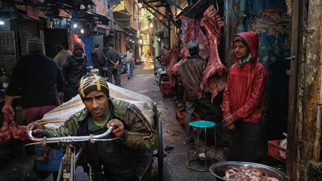 A day after at least 30 armed men had allegedly forced the closure of meat shops in Dundahera near the Delhi-Gurugram border, police on Sunday arrested two persons for allegedly threatening owners to shut shop during Navratri. Birem Singh, ACP Udyog Vihar, said the two men claimed to be members of Hindu Sena and raids were on to round up other suspects. (Noemi Cassanelli / AFP File) A day after at least 30 armed men had allegedly forced the closure of meat shops in Dundahera near the Delhi-Gurugram border, police on Sunday arrested two persons for allegedly threatening owners to shut shop during Navratri. Birem Singh, ACP Udyog Vihar, said the two men claimed to be members of Hindu Sena and raids were on to round up other suspects. (Noemi Cassanelli / AFP File)