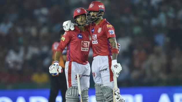 Kings XI Punjab (KXIP) batsman Mayank Agarwal celebrates scoring a half century. (PTI) Kings XI Punjab (KXIP) batsman Mayank Agarwal celebrates scoring a half century. (PTI)