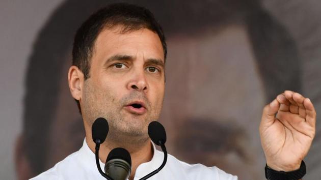 Congress president Rahul Gandhi addresses at a public rally earlier this week.(ANI) Congress president Rahul Gandhi addresses at a public rally earlier this week.(ANI)