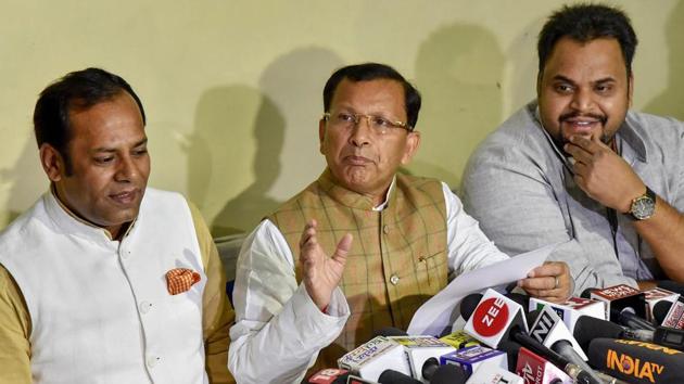 The Rashtriya Lok Samata Party, a constituent of the opposition’s Grand Alliance Bihar, suffered a setback on Monday as sitting MP Ram Kumar Sharma floated his own faction.(PTI Photo)