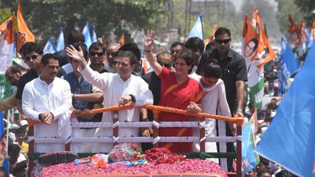 Congress president Rahul Gandhi led a 3-km roadshow from Gauriganj, Uttar Pradesh. He rode on the rooftop of a truck along with Priyanka and Robert Vadra. Their son Raihan and daughter Miraya were also present. There after Rahul Gandhi filed his nomination papers for the Lok Sabha elections from his traditional stronghold of Uttar Pradesh’s Amethi. (Subhankar Chakraborty / HT Photo) Congress president Rahul Gandhi led a 3-km roadshow from Gauriganj, Uttar Pradesh. He rode on the rooftop of a truck along with Priyanka and Robert Vadra. Their son Raihan and daughter Miraya were also present. There after Rahul Gandhi filed his nomination papers for the Lok Sabha elections from his traditional stronghold of Uttar Pradesh’s Amethi. (Subhankar Chakraborty / HT Photo)