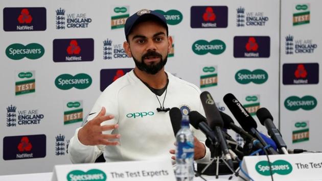 India captain Virat Kohli was named the ‘Leading Cricketer in the World’ the third time in a row in this year’s Wisden Cricketers’ Almanack, the publication said on Wednesday. Kohli, 30, was also named as one of Wisden’s five cricketers of the year along with England’s Jos Buttler and Sam Curran, County Championship-winning captain Rory Burns and Tammy Beaumont from the England women’s team. (Paul Childs / REUTERS File) India captain Virat Kohli was named the ‘Leading Cricketer in the World’ the third time in a row in this year’s Wisden Cricketers’ Almanack, the publication said on Wednesday. Kohli, 30, was also named as one of Wisden’s five cricketers of the year along with England’s Jos Buttler and Sam Curran, County Championship-winning captain Rory Burns and Tammy Beaumont from the England women’s team. (Paul Childs / REUTERS File)