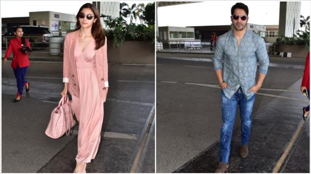 Alia Bhatt and Varun Dhawan at the Mumbai airport.(Varinder Chawla)