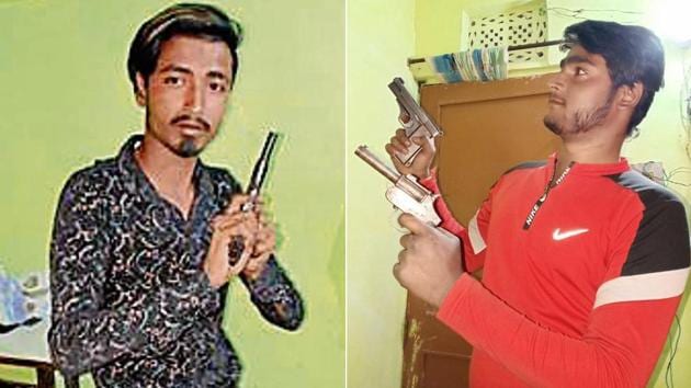 Asif (Left) and Sahil posted these photos of themselves holding illegal weapons on a messaging app.(Hadnout)
