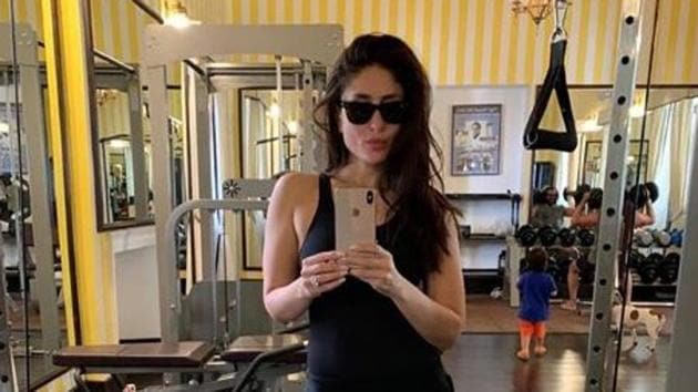 Kareena Kapoor clicked a selfie at the gym.