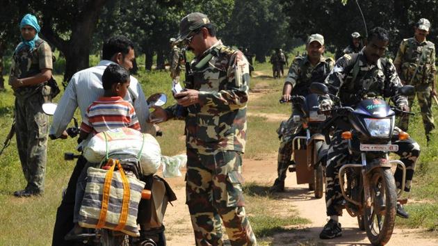 Around 80,000 state and paramilitary personnel were deployed in the Bastar region for peaceful polling in view of a boycott call by Maoists.(HT Photo) Around 80,000 state and paramilitary personnel were deployed in the Bastar region for peaceful polling in view of a boycott call by Maoists.(HT Photo)