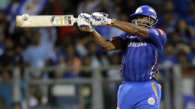 Mumbai Indians’ Kieron Pollard bats during the match against Kings XI Punjab. (AP)