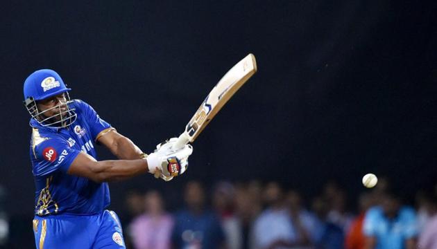 Mumbai: Mumbai Indians player Kieron Pollard plays a shot during the Indian Premier League 2019 (IPL T20) cricket match against Kings XI Punjab at Wankhede Stadium (PTI) Mumbai: Mumbai Indians player Kieron Pollard plays a shot during the Indian Premier League 2019 (IPL T20) cricket match against Kings XI Punjab at Wankhede Stadium (PTI)