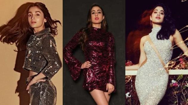 Take a cue from Sara Ali Khan, Janhvi Kapoor and Alia Bhatt on how to get the party look in retro style.(Instagram)