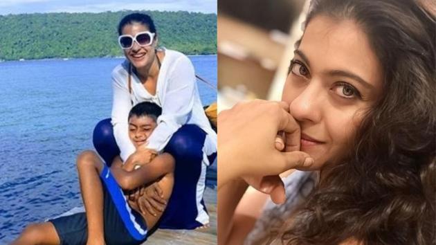 Kajol’s son Yug clicked her picture on the right.(Instagram)