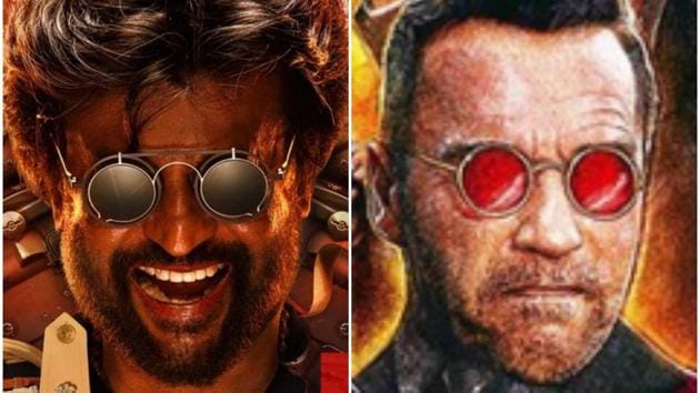 Rajinikanth and Arnold Schwarzenegger on the Darbar and Killing Gunther posters, respectively.