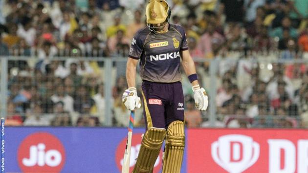 Kolkata Knight Riders' Joe Denly walks back after he is bowled out. (AP)