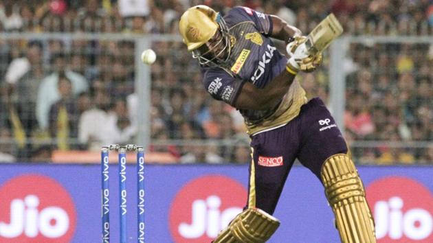 Kolkata Knight Riders' Andre Russell bats against Delhi Capitals. (AP)