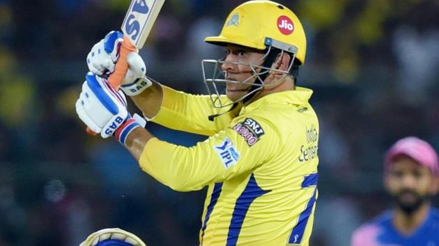 Chennai Super Kings (CSK) batsman MS Dhoni plays a shot. (PTI)