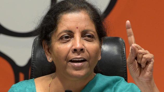 Defence Minister and BJP leader Nirmala Sitharaman speaks to media during a press conference, at BJP Headquarters, in New Delhi, India(Mohd Zakir/HT FILE PHOTO)