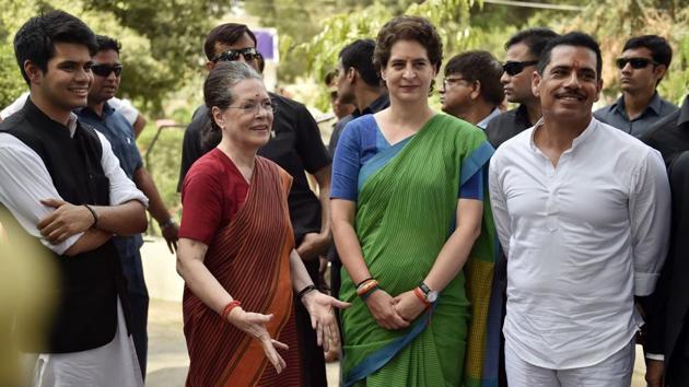 In Rae Bareli, where Rahul and Priyanka Gandhi accompanied UPA chairperson Sonia Gandhi when she filed her nomination papers, the Congress president said: “There have been many people in Indian history who had the arrogance to believe that they are invincible and bigger than the people of India... His (Modi’s) invincibility will be in view after the election results.” (Ajay Aggarwal / HT Photo)