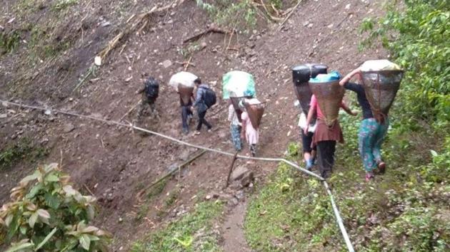 In Arunachal Pradesh, it took two days to reach several polling stations situated at inaccessible areas.(SpokespersonECI/Twitter) In Arunachal Pradesh, it took two days to reach several polling stations situated at inaccessible areas.(SpokespersonECI/Twitter)
