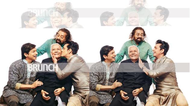 In an exclusive shoot for HT Brunch, singers (from left ) Shaan (wardrobe: Instant Moksha), Hariharan and Sonu Nigam (wardrobe: Madhurima Nigam) come together for the first time for a pic with their guru Ustad Ghulam Mustafa Khan (wardrobe: Namrata Gupta Khan ); Make-up and hair: Ashish Moitra; For Sonu Nigam: Make-up, Saurabh Berde; hair: Aalim Hakim (Prabhat Shetty) In an exclusive shoot for HT Brunch, singers (from left ) Shaan (wardrobe: Instant Moksha), Hariharan and Sonu Nigam (wardrobe: Madhurima Nigam) come together for the first time for a pic with their guru Ustad Ghulam Mustafa Khan (wardrobe: Namrata Gupta Khan ); Make-up and hair: Ashish Moitra; For Sonu Nigam: Make-up, Saurabh Berde; hair: Aalim Hakim (Prabhat Shetty)