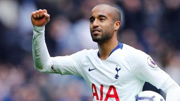 Tottenham's Lucas Moura celebrates with the match ball.(REUTERS) Tottenham's Lucas Moura celebrates with the match ball.(REUTERS)