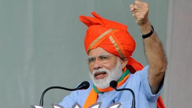 Prime Minister Narendra Modi attacked the BSP and the SP at an election rally in Aligarh on Sunday.(Nitin Kanotra/HT Photo)