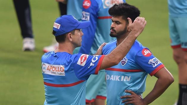 Kolkata: DC head Coach Ricky Ponting with captain Shreyas Iyer during a training session of their teams ahead of the Indian Premier League 2019 (IPL T20) cricket match between Kolkata Knight Riders (KKR) and Delhi Capitals (DC) at Eden Garden, in Kolkata,Thursday,April 11,2019).(PTI)