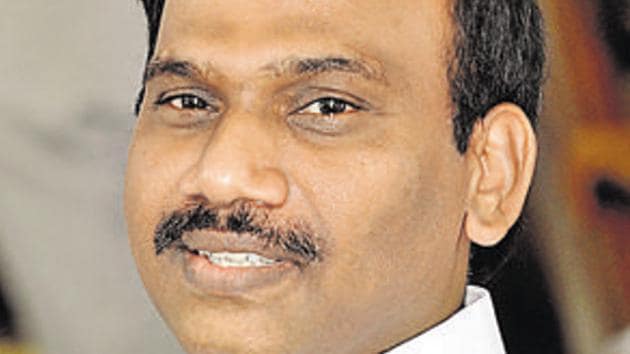 A Raja had won thrice from Permabalur and shifted to Nilgiris in 2009. Raja won in 2009 but was defeated in 2014 by AIADMK’s Gopalakrishnan.(HT Photo)