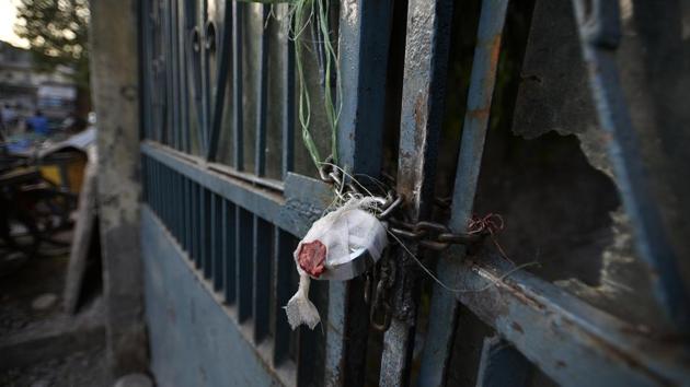 New Delhi, India - April 13, 2019: Sealed shops of Mayapuri industrial area are seen following an order from Monitoring Committee in New Delhi, India, on Saturday, April 13, 2019. As many as nine policemen and four paramilitary personnel were injured in the incident (Photo by Biplov Bhuyan/ Hindustan Times) (Biplov Bhuyan/HT PHOTO) New Delhi, India - April 13, 2019: Sealed shops of Mayapuri industrial area are seen following an order from Monitoring Committee in New Delhi, India, on Saturday, April 13, 2019. As many as nine policemen and four paramilitary personnel were injured in the incident (Photo by Biplov Bhuyan/ Hindustan Times) (Biplov Bhuyan/HT PHOTO)