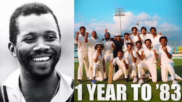 Malcolm Marshall (left) and Ranveer Singh’s team in 83.(Twitter) Malcolm Marshall (left) and Ranveer Singh’s team in 83.(Twitter)