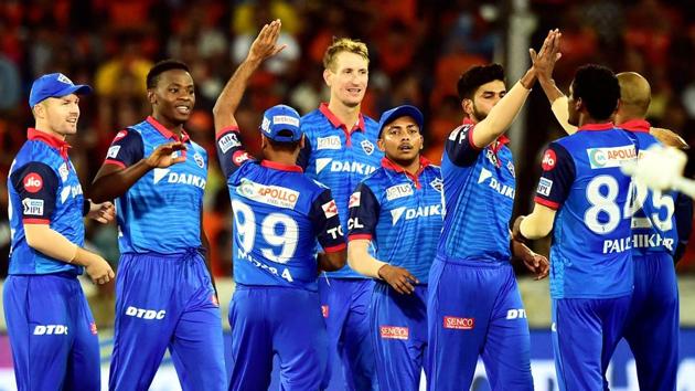 Hyderabad: Delhi Capitals (DC) players celebrate the wicket of Sunrisers Hyderabad (SH) Kane Williamson (PTI)
