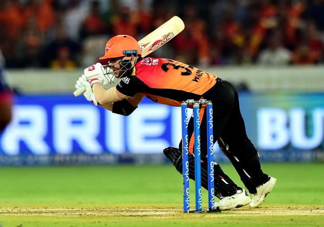 Hyderabad: Sunrisers Hyderabad (SH) batsman David Warner plays a shot during the Indian Premier League 2019 (IPL T20) cricket match between Sunrisers Hyderabad (SH) and Delhi Capitals (DC) at Rajiv Gandhi International Stadium in Hyderabad. (PTI)
