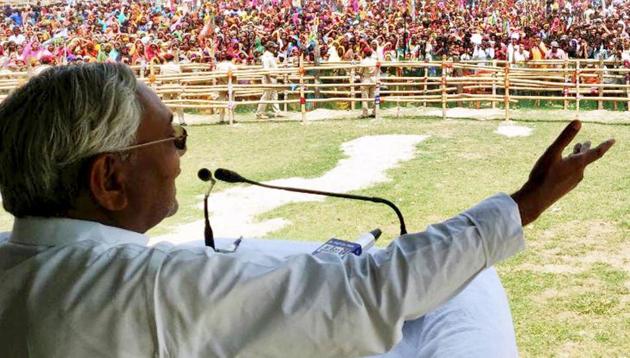 Bihar Chief Minister Nitish Kumar addresses an election campaign rally in Purnia. (PTI) Bihar Chief Minister Nitish Kumar addresses an election campaign rally in Purnia. (PTI)