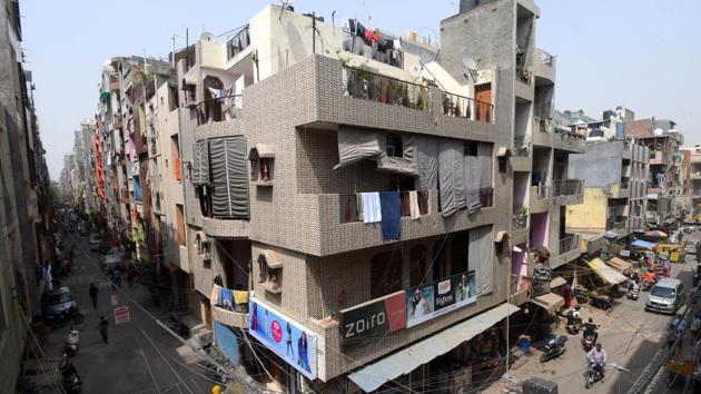 A view of the market and residential area, at Pandav Nagar, New Delhi. Pandav Nagar area in east Delhi is an unauthorised colony.(Amal KS/HT PHOTO) A view of the market and residential area, at Pandav Nagar, New Delhi. Pandav Nagar area in east Delhi is an unauthorised colony.(Amal KS/HT PHOTO)