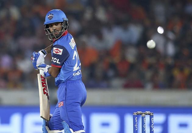 Delhi Capital's Shikhar Dhawan plays a shot during the VIVO IPL T20 cricket match between Sunrisers Hyderabad and Delhi Capitals in Hyderabad. (AP)