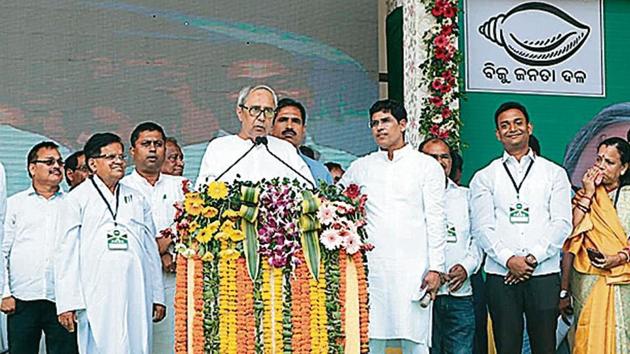 Chief minister Naveen Patnaik is the son of former CM Biju Patnaik, and while he is a bachelor with no family members in politics, his party depends on a number of other influential families.(Arabinda Mahapatra/HT File Photo)