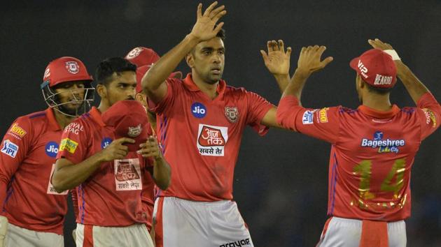 Kings XI Punjab team captain and bowler Ravichandran Ashwin (L) celebrates with teammates. (AFP) Kings XI Punjab team captain and bowler Ravichandran Ashwin (L) celebrates with teammates. (AFP)