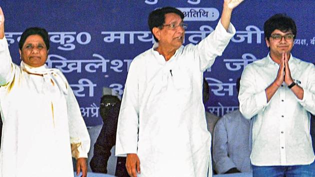 (Left to Right) Bahujan Samaj Party supremo Mayawati, Rashtriya Lok Dal chief Chaudhary Ajit Singh, and Mayawati's nephew Akash Anand standing during an election campaign for the ongoing Lok Sabha elections (PTI File) (Left to Right) Bahujan Samaj Party supremo Mayawati, Rashtriya Lok Dal chief Chaudhary Ajit Singh, and Mayawati's nephew Akash Anand standing during an election campaign for the ongoing Lok Sabha elections (PTI File)