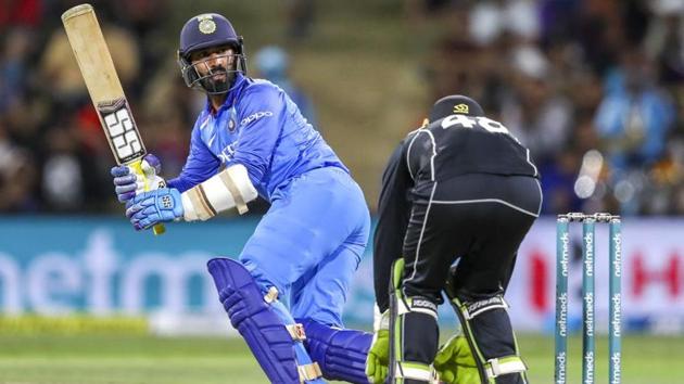 India's Dinesh Karthik, left, plays a shot against New Zealand. (AP) India's Dinesh Karthik, left, plays a shot against New Zealand. (AP)