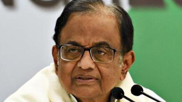 Senior Congress leader P Chidambaram during a press conference(Raj K Raj/HT File photo)