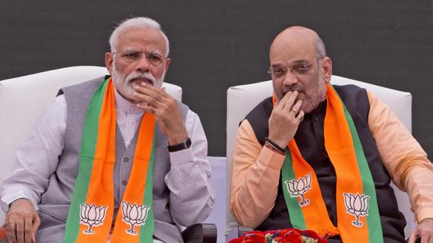 Prime Minister Narendra Modi, left, with Bharatiya Janata Party (BJP) president Amit Shah. The BJP has lined up election rallies in Rajasthan for the them in the coming weeks ahead of Lok Sabha elections. (AP) Prime Minister Narendra Modi, left, with Bharatiya Janata Party (BJP) president Amit Shah. The BJP has lined up election rallies in Rajasthan for the them in the coming weeks ahead of Lok Sabha elections. (AP)
