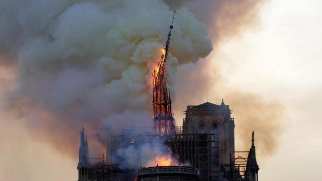 The landmark Notre Dame Cathedral after it was engulfed in flames in central Paris on April 15, 2019.(AFP)