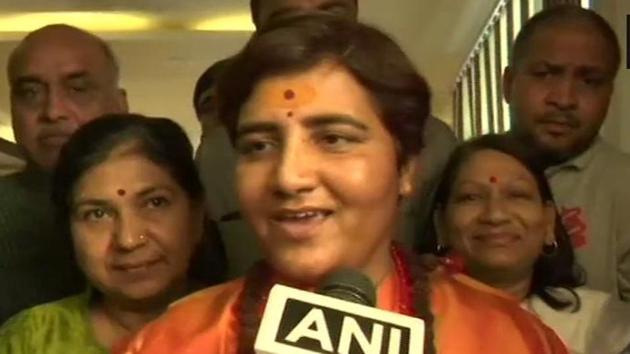 Lok Sabha elections 2019: Pragya Thakur joins BJP, may contest against Digvijaya Singh from Bhopal(ANI/Twitter)