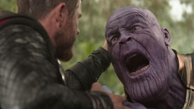 Thor vs Thanos in a still from Avengers: Infinity War.