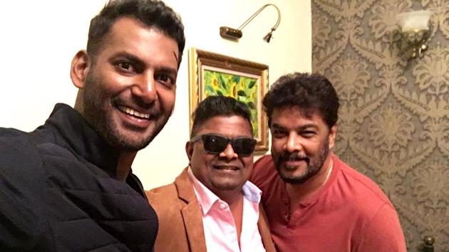 Vishal and Mysskin will soon work in Thupparivaalan 2. Seen here, the two with director Sundar C.