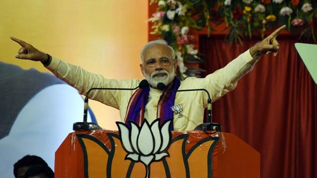 Prime Minister Narendra Modi launched a scathing attack at Rahul Gandhi at his Maharashtra rally on Wednesday, accusing the Congress president of targeting him and his community because he was from a backward community. It was a counter to Rahul Gandhi’s recent attack, also delivered at a Maharashtra rally, where he asked people why “all thieves have Modi in their names”. (Arabinda Mahapatra / HT File) Prime Minister Narendra Modi launched a scathing attack at Rahul Gandhi at his Maharashtra rally on Wednesday, accusing the Congress president of targeting him and his community because he was from a backward community. It was a counter to Rahul Gandhi’s recent attack, also delivered at a Maharashtra rally, where he asked people why “all thieves have Modi in their names”. (Arabinda Mahapatra / HT File)