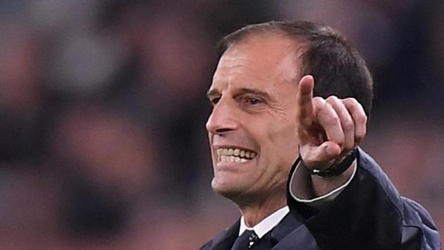 Juventus coach Massimiliano Allegri gestures during the match.(REUTERS)