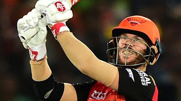 Hyderabad: Sunrisers Hyderabad (SH) batsman David Warner plays a shot during the Indian Premier League 2019.(PTI)