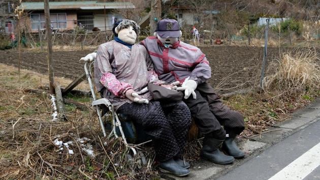 Since then, Ayano has not stopped creating the life-size dolls, made with wooden sticks, newspapers to fill the body, elastic fabrics for skin and knitting wool for hair. The skillful craftswoman needs only three days to make an adult-sized doll that are now scattered all around the village. (Kazuhiro Nogi / AFP) 
