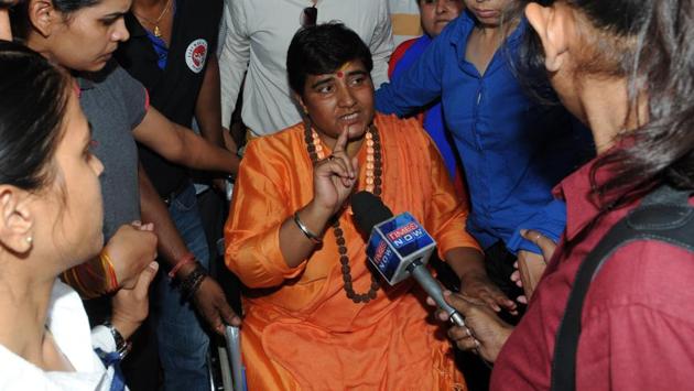 Sadhvi Pragya Singh Thakur, who is tipped to contest against Congress’s Digvijaya Singh from Bhopal Lok Sabha seat, formally joined the BJP on Wednesday. Thakur, who was named in the Malegaon blast case, joined the Rashtriya Swayamsevak Sangh-affiliated Akhil Bharatiya Vidyarthi Parishad (ABVP) in the early nineties. (Praveen Bajpai / HT File) Sadhvi Pragya Singh Thakur, who is tipped to contest against Congress’s Digvijaya Singh from Bhopal Lok Sabha seat, formally joined the BJP on Wednesday. Thakur, who was named in the Malegaon blast case, joined the Rashtriya Swayamsevak Sangh-affiliated Akhil Bharatiya Vidyarthi Parishad (ABVP) in the early nineties. (Praveen Bajpai / HT File)