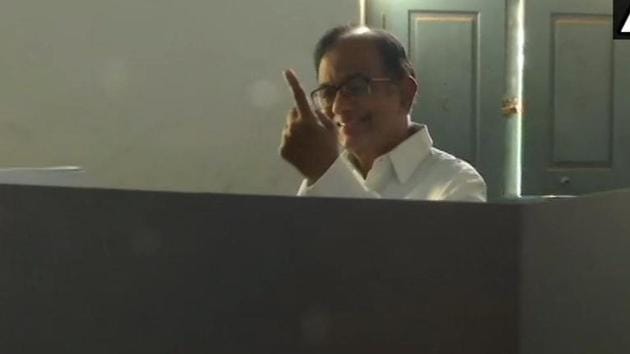 P Chidambaram casts his vote in Sivaganga, Tamil Nadu. (ANI) P Chidambaram casts his vote in Sivaganga, Tamil Nadu. (ANI)